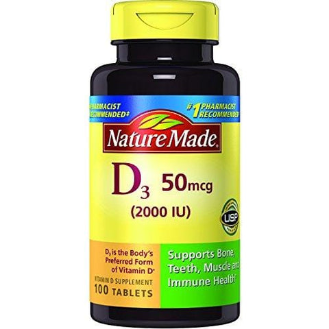 Nature Made Vitamin D3 2000 IU 100-Count Tablets