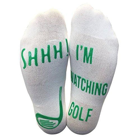 Funny Golf Socks 'Shhh, I'm Watching Golf' Ankle/Lounge Socks - Great Gift For a Golfer [product _type] BRING ME SOCKS - Ultra Pickleball - The Pickleball Paddle MegaStore