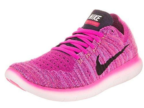 Nike Women's Free Running Motion Flyknit Shoes, Fire Pink/Black/Peach Cream - 10 B(M) US