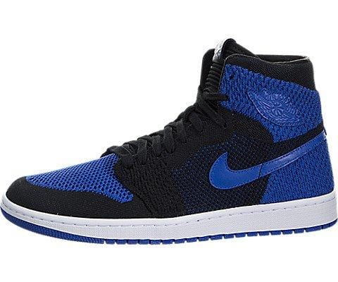 Jordan Nike Mens Air 1 High Flyknit Basketball Shoes Black/Game Royal/White 919704-006 Size 10