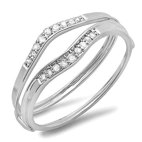 Dazzlingrock Collection 0.12 Carat (ctw) 10K Round White Diamond Ladies Enhancer Guard Wedding Band, White Gold, Size 7