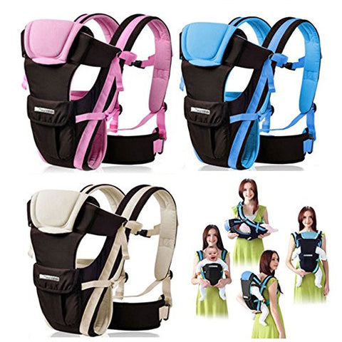 CdyBox Adjustable 4 Positions Carrier 3D Backpack Pouch Bag Wrap Soft Structured Ergonomic Sling Front Back Newborn Baby Infant (Pink)