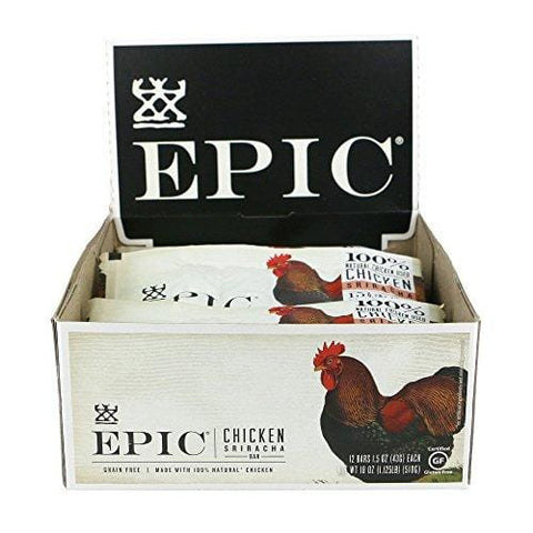 Epic All Natural Meat Bar, Chicken, Sriracha, 1.5 oz. (12 Count)