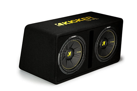 Kicker Dual 12-Inch 1200 Watt 2 Ohm Vented Loaded Subwoofer Enclosure, 44DCWC122,Black,31.88 x 13.2 x 17.25 x 16 inches