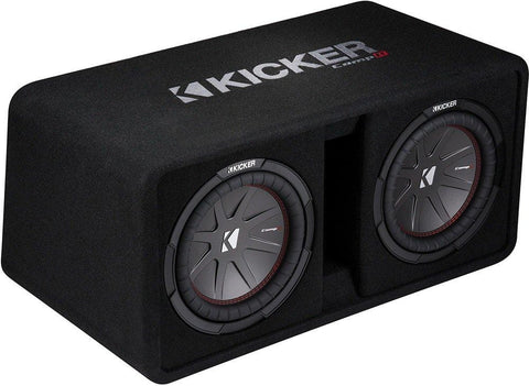 Kicker 10" 1600W 2-Ohm Vented Dual Loaded Car Enclosure Subwoofers | 43DCWR102