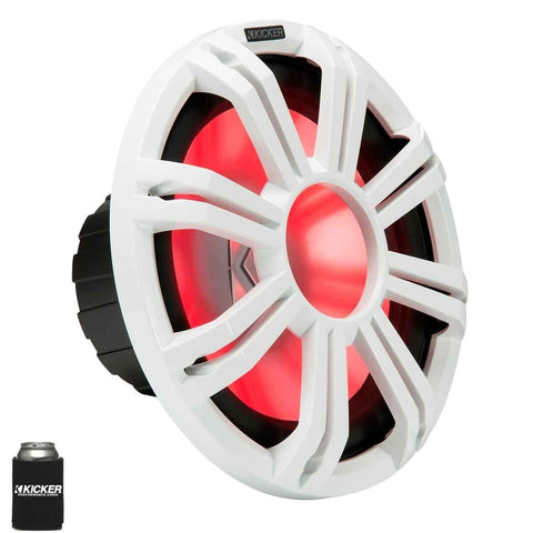 KICKER KMF124 12" Marine Subwoofer with LED White Grill 4 Ohm for Free Air Applications