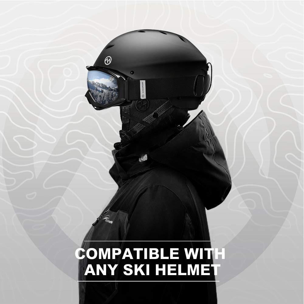 OutdoorMaster OTG Ski Goggles - Over Glasses Ski/Snowboard Goggles for Men,  Women & Youth - 100% UV Protection (Black Frame + VLT 10% Grey Lens with