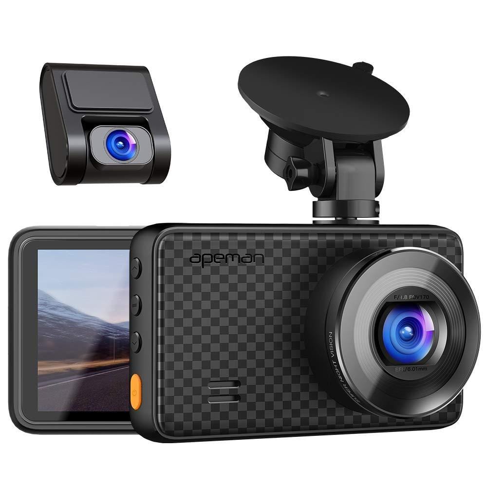 Apeman 1440P&1080P Dual Dash Cam, 1520p Max, Front and Rear Camera for Cars with 3 inch IPS Screen, Support 128gb, Driving Recorder with IR Sensor