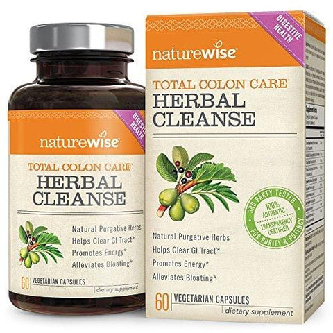 NatureWise Herbal Detox Cleanse Laxative Supplements | Natural Colon Cleanser Herb & Fiber Blend for Constipation Relief, Toxin Rid, Gut Health, Weight Loss Support [2 Month Supply - 60 Capsules]