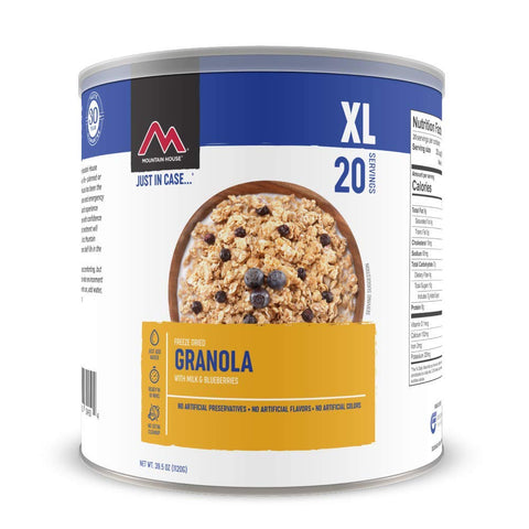 Mountain House Granola with Milk & Blueberries XL | Freeze Dried Survival & Emergency Food | #10 Can