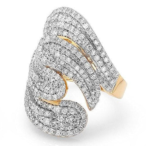 Dazzlingrock Collection 3.00 Carat (ctw) 14K Round Diamond Ladies Cocktail Ring, Yellow Gold, Size 7