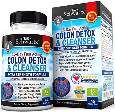 Colon Cleanser & Detox for Weight Loss. 15 Day Extra Strength Detox Cleanse with Probiotic for Constipation Relief. Pure Colon Detox Pills for Men & Women. Flush Toxins, Boost Energy. Safe & Effective