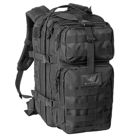 Exos Bravo Tactical Assault Backpack Rucksack. Great as a Bug Out Bag, Daypack, or Go Bag; for Hiking, or Camping. Molle Equipped & Hydration Pack Ready (Black)