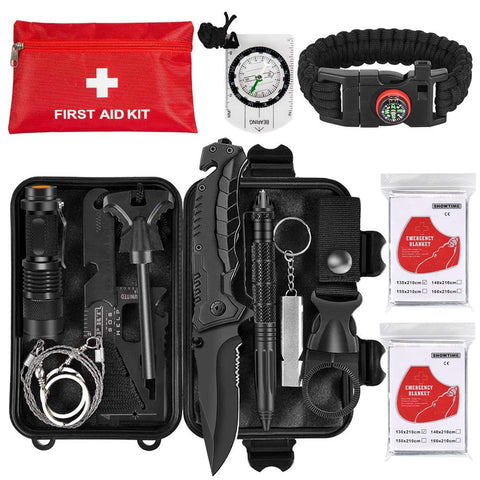 Napasa Emergency Survival Kit 45 in 1 Outdoor Survival Gear Tool and First Aid Kit, Survival Bracelet, Emergency Blanket, Compass, Multi-Purpose EDC Outdoor Gear for Camping Hiking Climbing