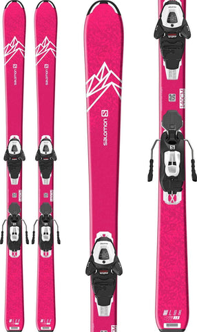 SALOMON QST Lux Jr Medium Skis 140 w/L6 GW Bindings Girl's Sz 140cm Pink/White