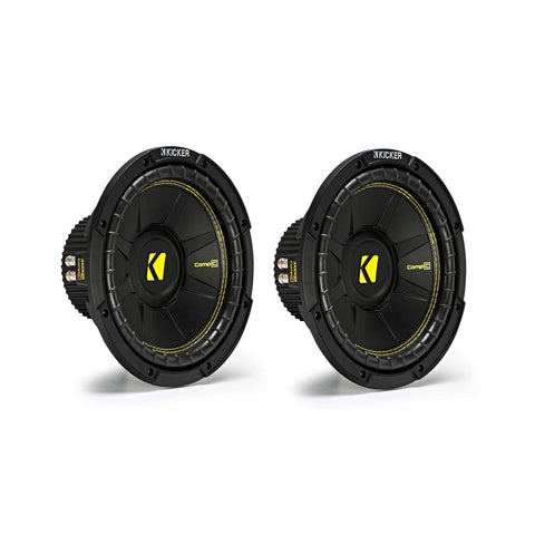 KICKER CompC Single 10 Inch 500 Watt Max Dual Coil 4 Ohm Car Subwoofer (2 Pack)