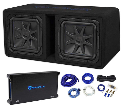 Kicker 44DL7S122 Dual 12" 3000w L7 Solo-Baric L7S Loaded Subwoofer Box+Amp+Wires