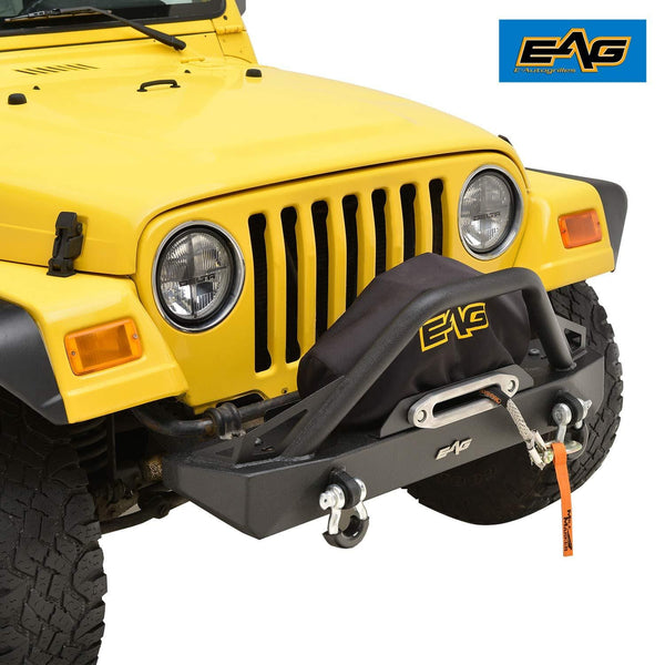 Eag Front Bumper With D Rings And Winch Plate Fit For 87 06 Jeep Wrang Ultra Pickleball 9519