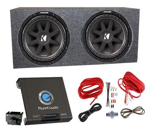 2) Kicker 43C154 1000 Watt 15" Subwoofers + Sealed Box Enclosure + Amp + Wiring