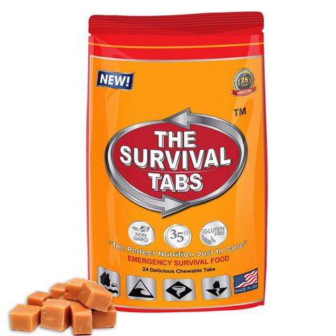 Survival Tabs 2 Day 24 Tabs Emergency Food Survival Food Meal Replacement MREs Gluten Free and Non-GMO 25 Years Shelf Life Long Term Food Storage - Butterscotch Flavor