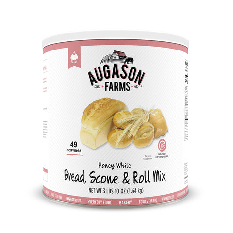 Augason Farms Honey White Bread Scone & Roll Mix 3 lbs 10 oz No. 10 Can